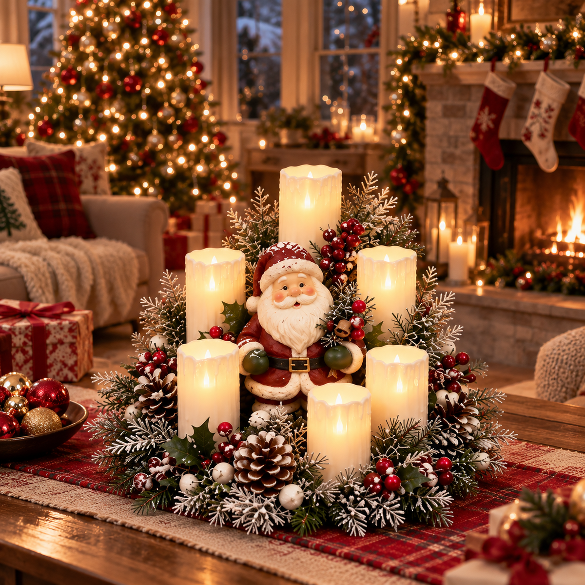 🎅🎄 Christmas Santa Table Centerpiece – Festive Winter Holiday Decor！！！✨✨