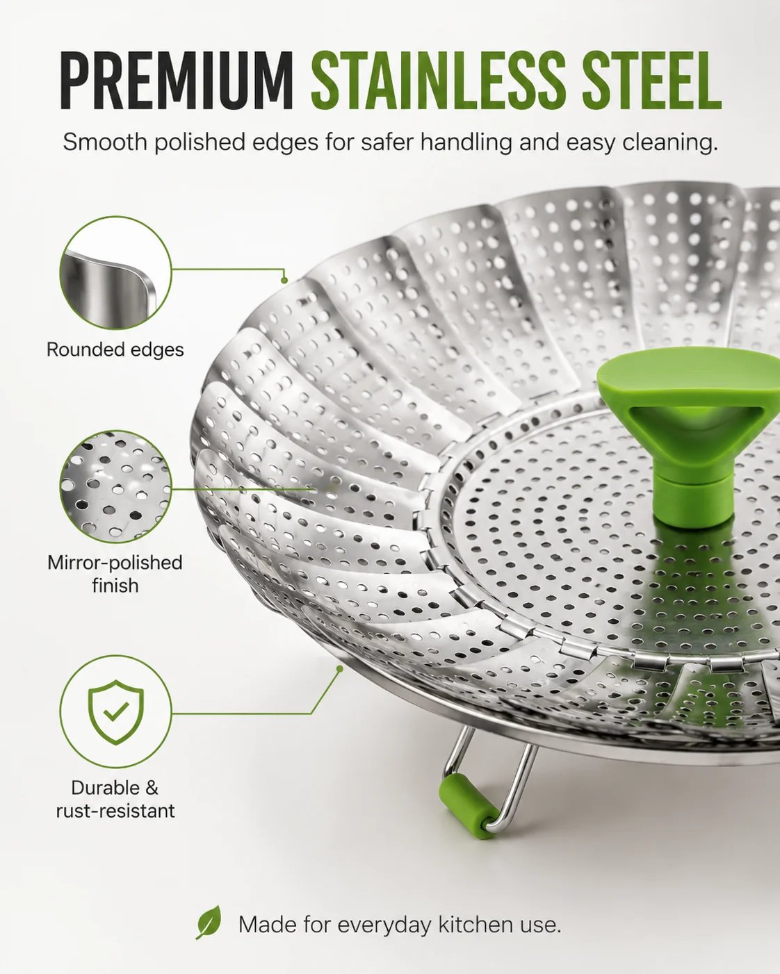🥟🥟Expandable Stainless Steel Steamer Basket | Foldable Pot Insert