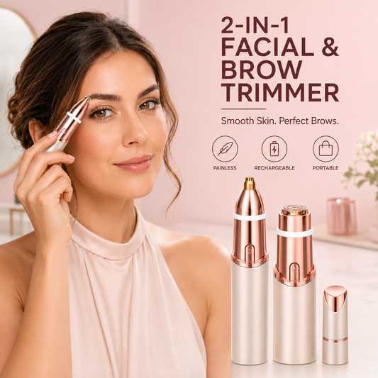 ✨ 2-in-1 Women's Facial & Eyebrow Hair Trimmer 🌸 | Rechargeable Painless Face Razor & Precision Eyebrow Shaper 🔋