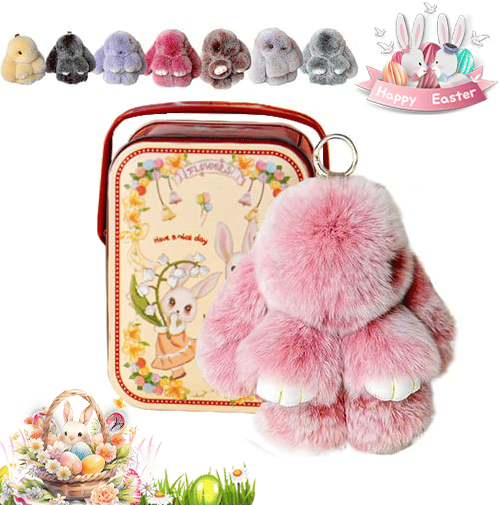 🐰Easter Cute Bunny Plush Keychain - Iron Box Gift Option, 🎁Easter Sweet Surprise