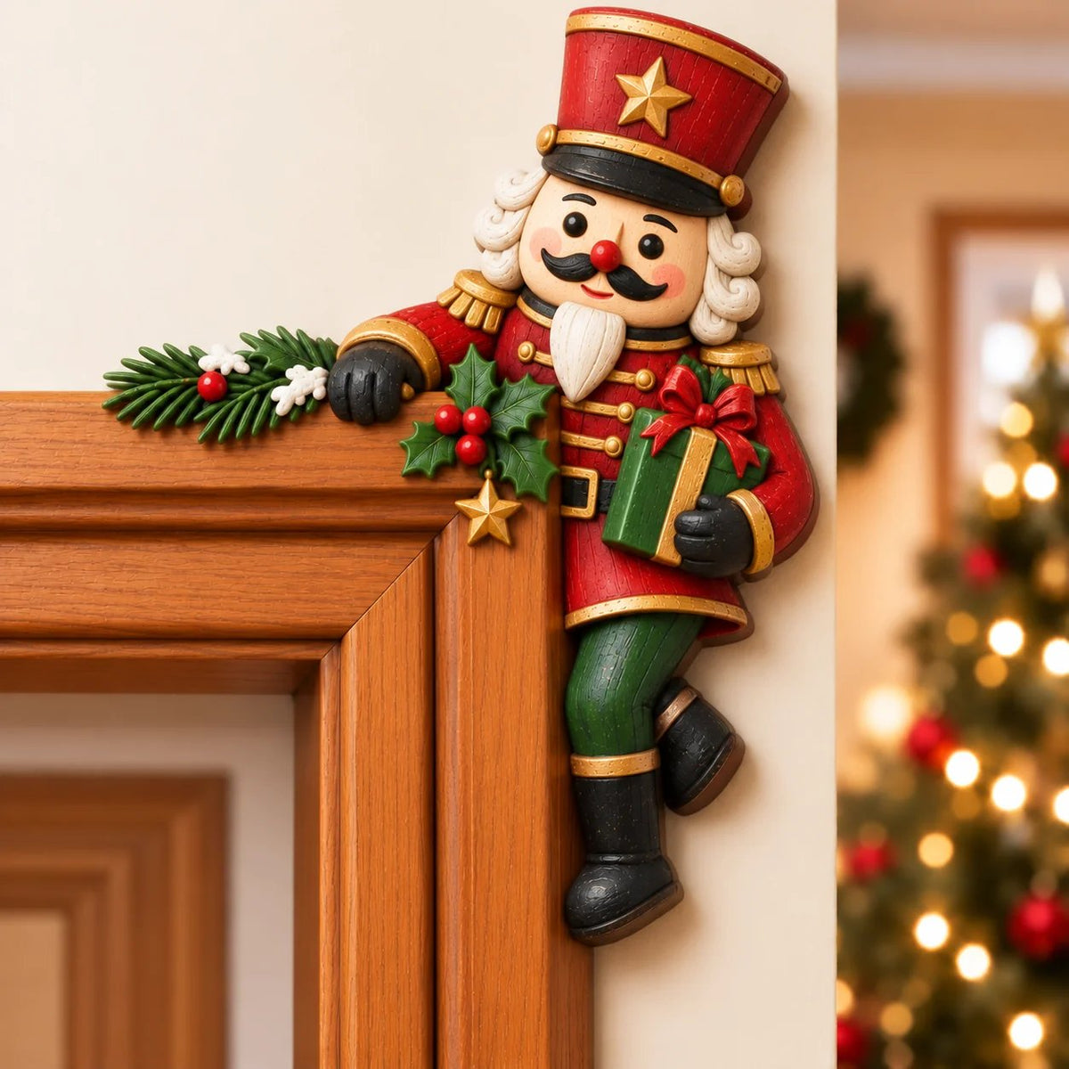 🎄👀 Christmas Peekaboo Door Frame Corner Decor | Size: 20 cm ✨