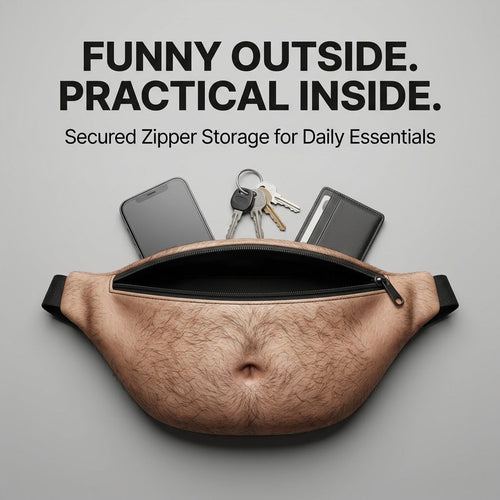 😂 Funny Belly Fanny Pack – Realistic Fake Belly Waist Bag