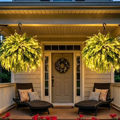 💛Glowing Boston Ferns with Lights – 🌿 Zero Watering, Zero Maintenance🌿