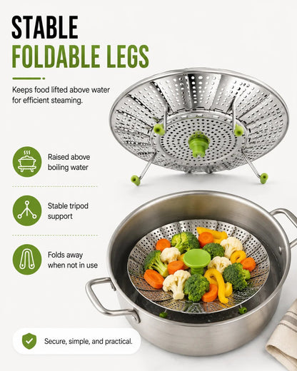 🥟🥟Expandable Stainless Steel Steamer Basket | Foldable Pot Insert
