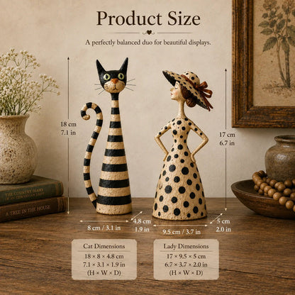 🐱✨ Vintage Cat & Lady Sculptures 🎨