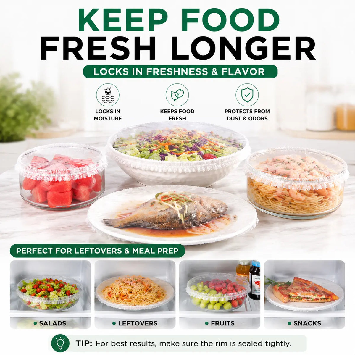 🥗 100PCS Disposable Stretch Food Covers 🍽️✨