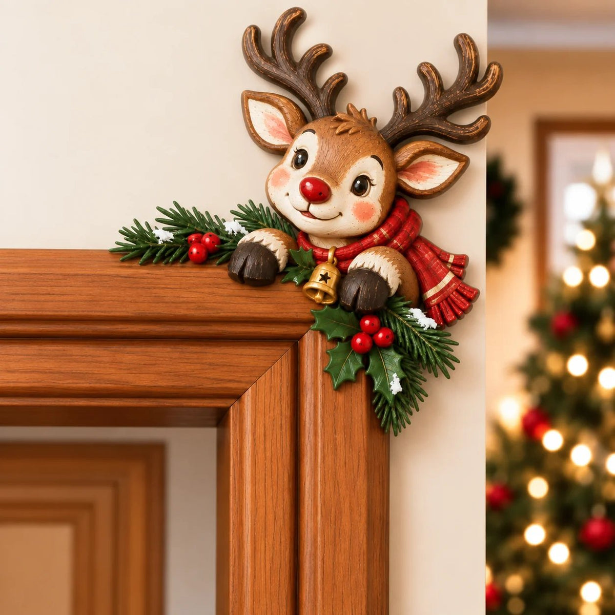 🎄👀 Christmas Peekaboo Door Frame Corner Decor | Size: 20 cm ✨