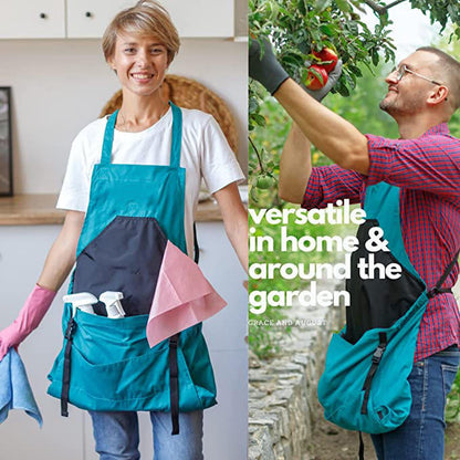 ✨Cross Back Gardening Apron With Deep Kangaroo Release Pockets