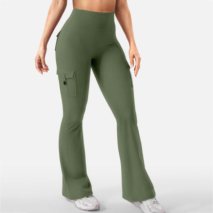 Cargo-Style High-Waist Flare Leggings