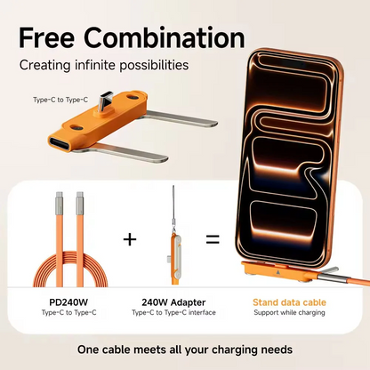⚡🔌 Type-C Fast Charging Cable with Detachable Stand 📱✨